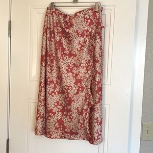 Pink floral midi skirt